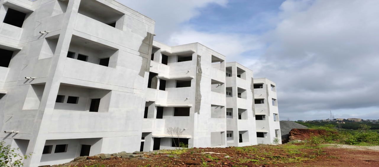 Housing blocks in frame on the 976 house project at Dharwad.