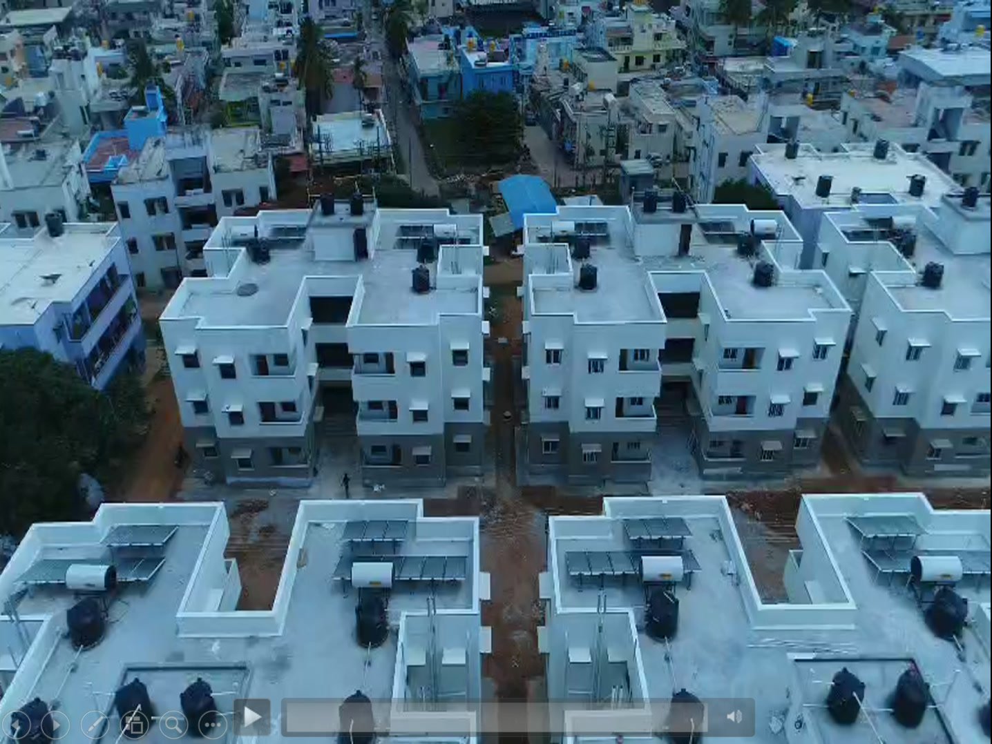 Aerial view of completed police personnel quarters in Gadag district.