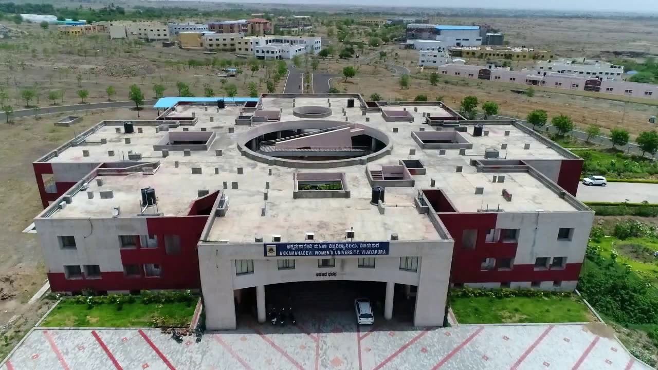 Aerial view of the completed KSWU campus building at Vijayapura.